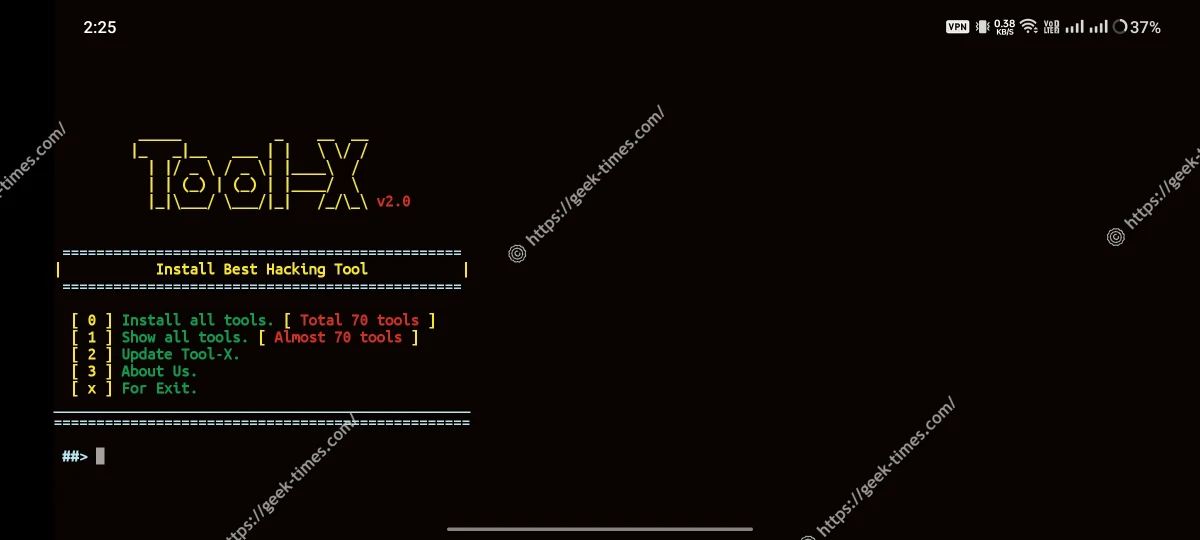 Opening ToolX In Termux