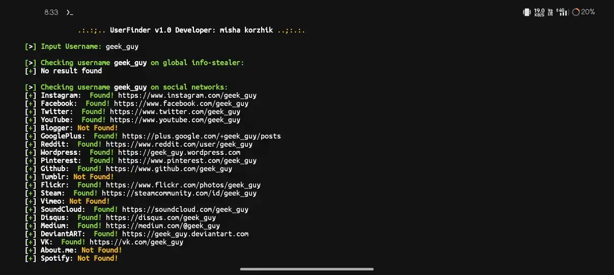Searching For The Username In Termux.