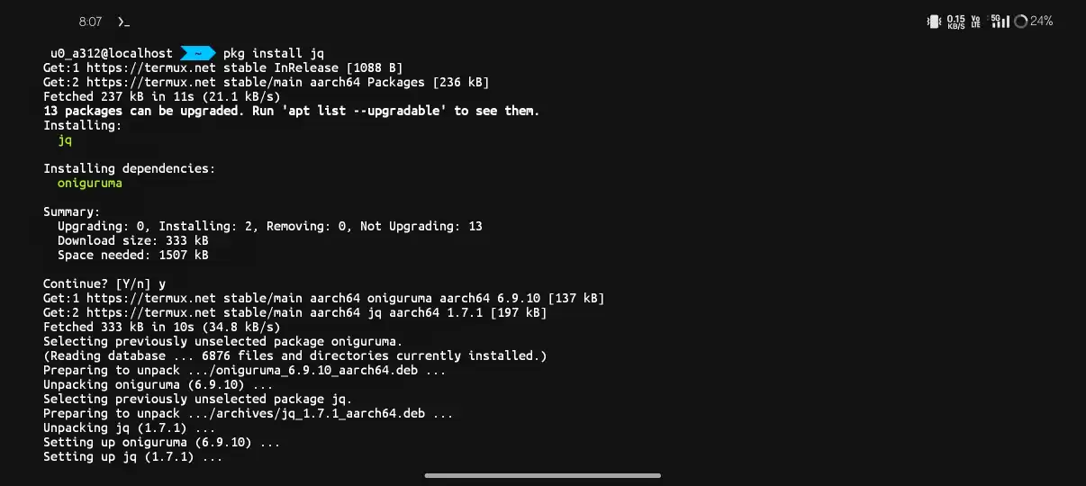 Installing JQ In Termux
