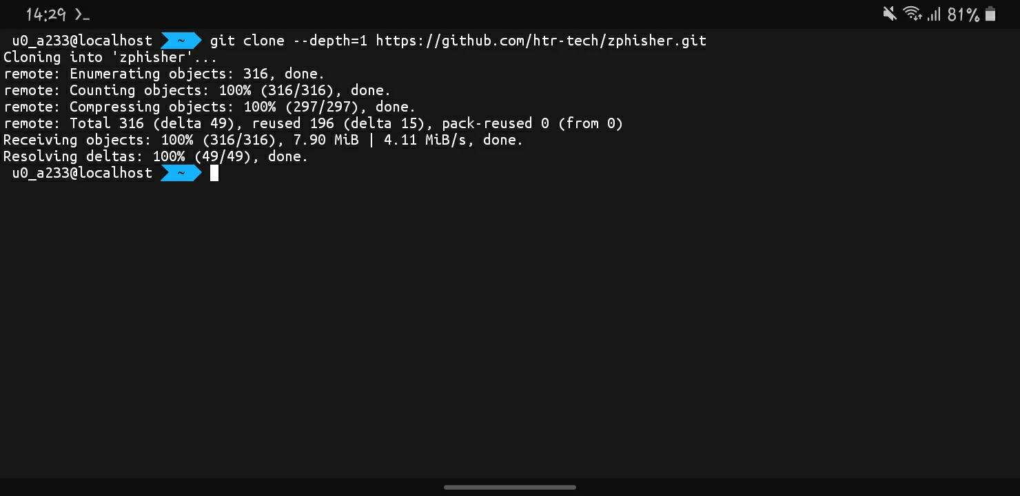Cloning ZPhisher In Termux
