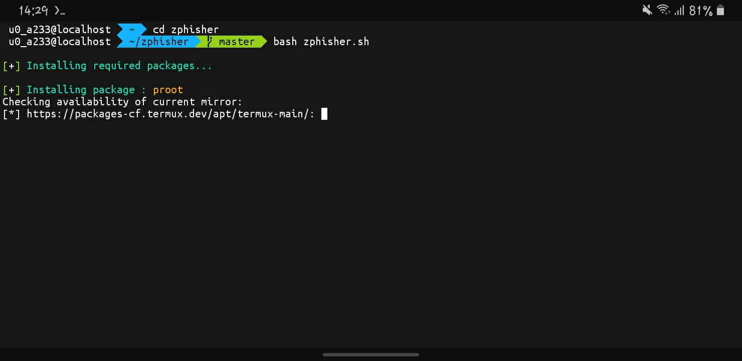 Installing ZPhisher In Termux