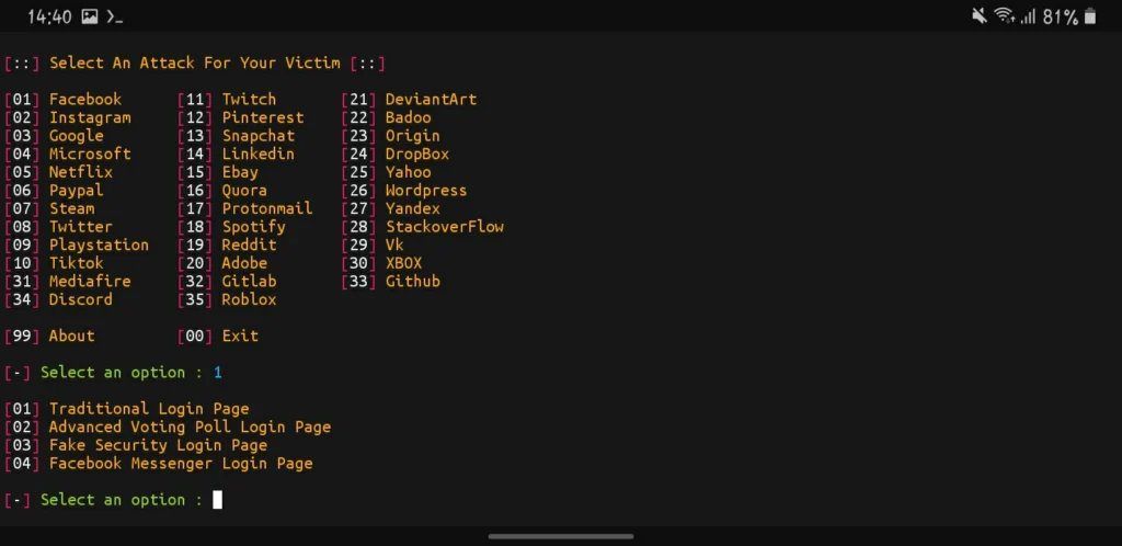 Selecting Page