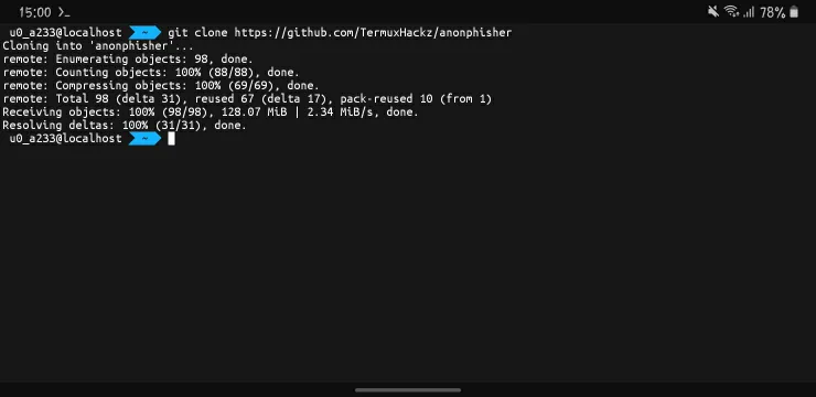 Clone AnonPhisher In Termux