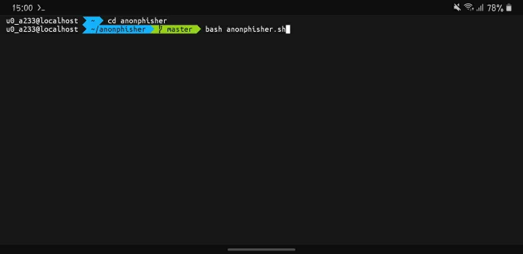 Opening AnonPhisher In Termux