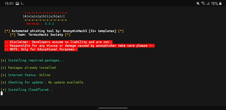 Installing AnonPhisher In Termux
